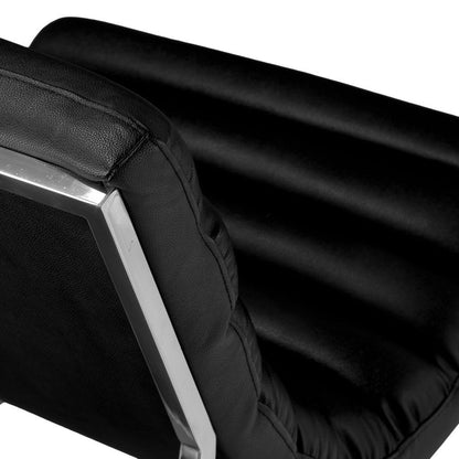 Caviar Bonded Leather& Steel Lounge Accent Chair- Black