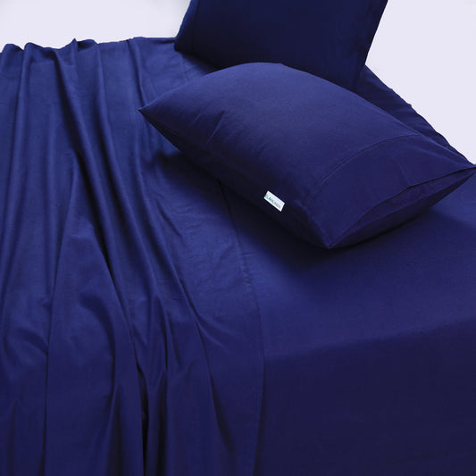 Egyptian Cotton Vintage Washed 500TC Navy Blue - Single Bed Sheets Set