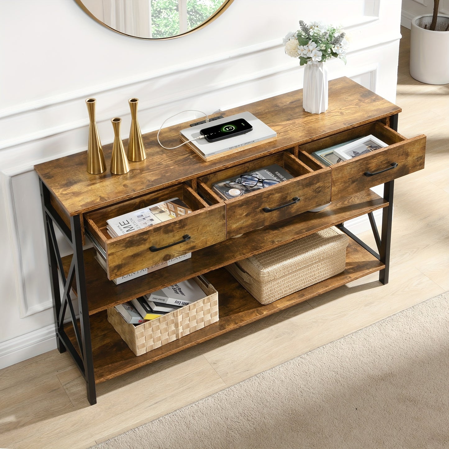 Console Table with 3 Drawers