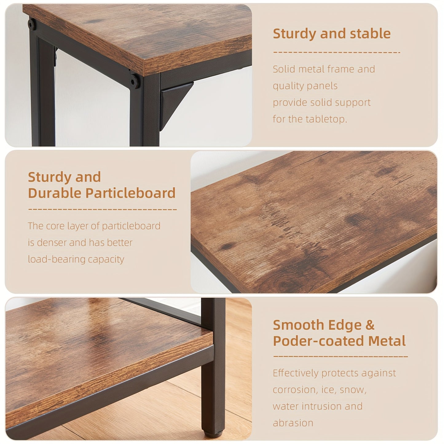 2 Tier Console Table with Power Outlets and USB Ports