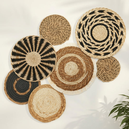 7 Piece Handmade Bohemian Wall Hanging Basket Decor