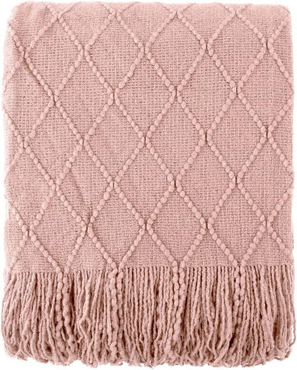 Pink Throw Blanket - Pink Diamond Pattern