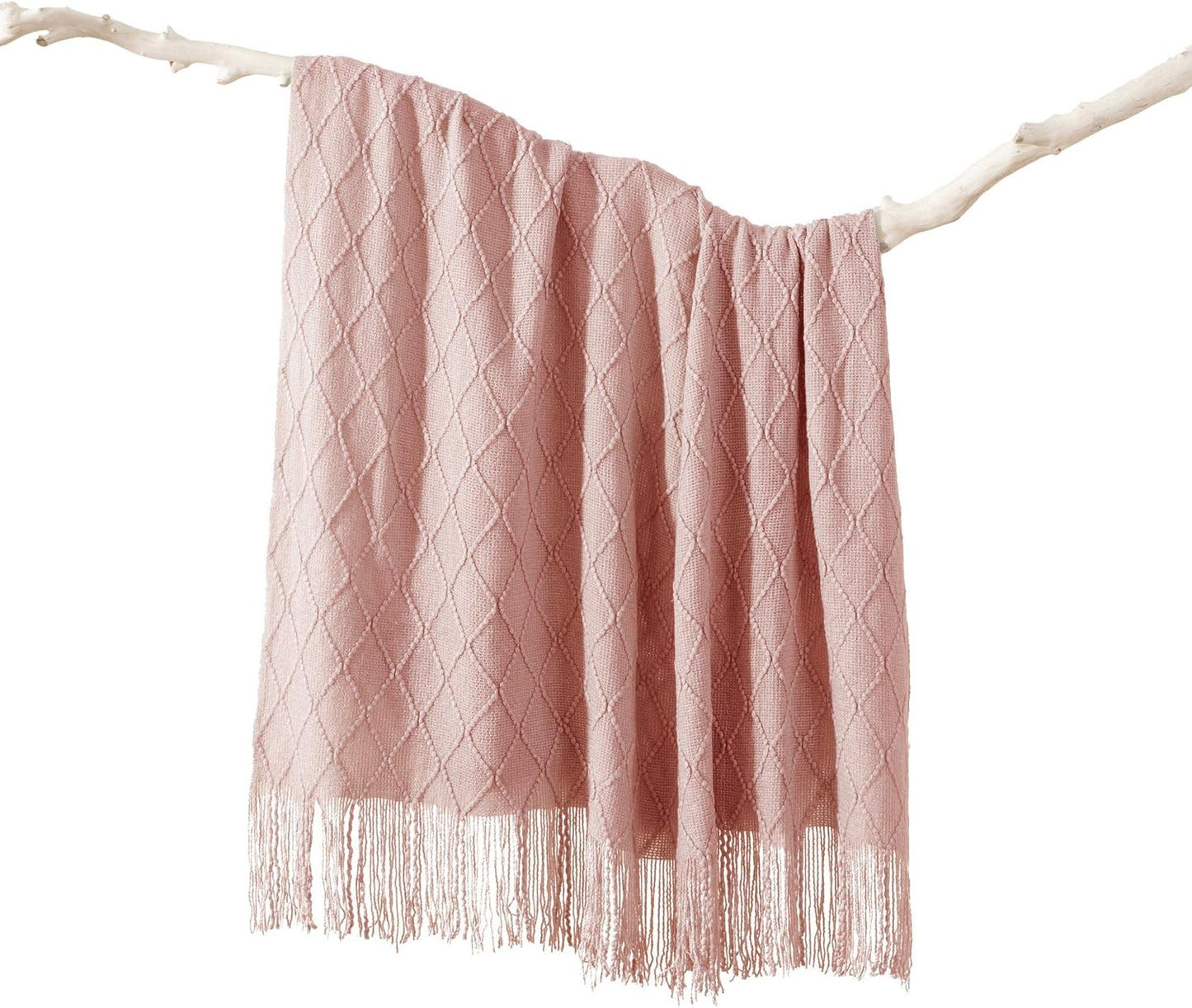 Pink Throw Blanket - Pink Diamond Pattern