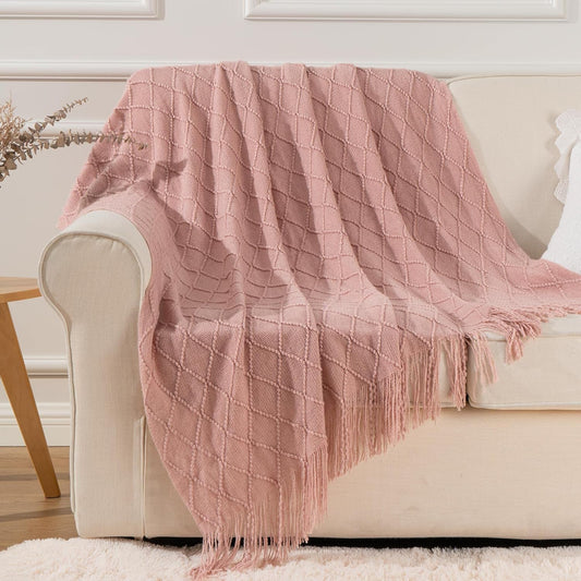 Pink Throw Blanket - Pink Diamond Pattern