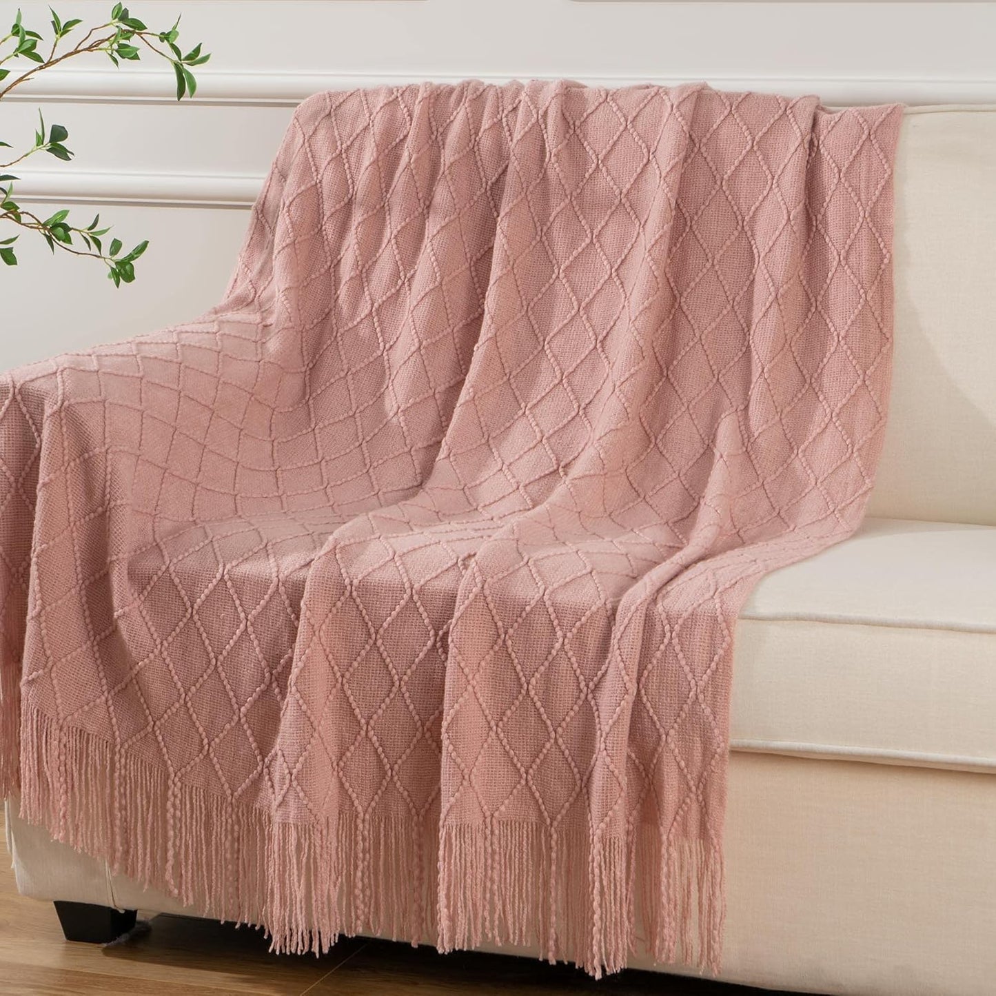 Pink Throw Blanket - Pink Diamond Pattern