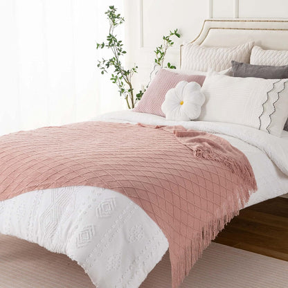 Pink Throw Blanket - Pink Diamond Pattern