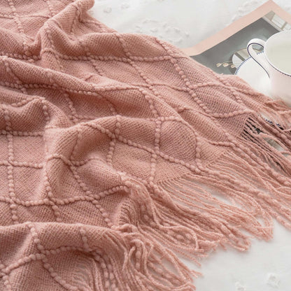 Pink Throw Blanket - Pink Diamond Pattern