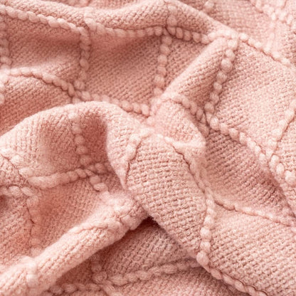 Pink Throw Blanket - Pink Diamond Pattern