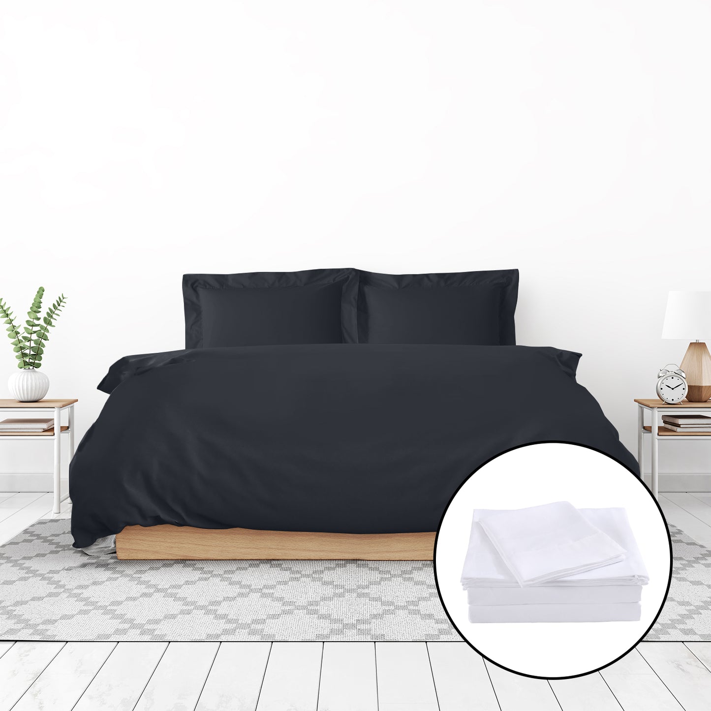 Royal Comfort 1000 Thread Count Bamboo Cotton Sheet and Quilt Cover Set - King - Charcoal