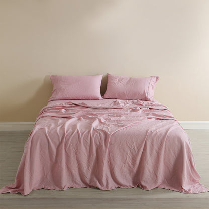 Royal Comfort Flax Linen Blend Sheet Set- King- Mauve