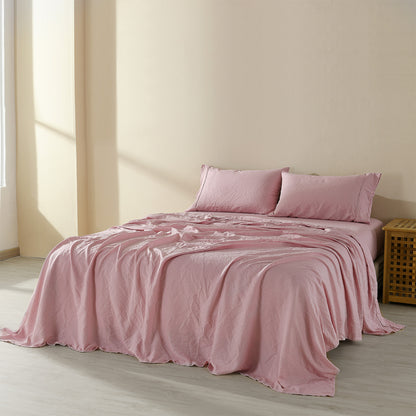 Royal Comfort Flax Linen Blend Sheet Set- King- Mauve