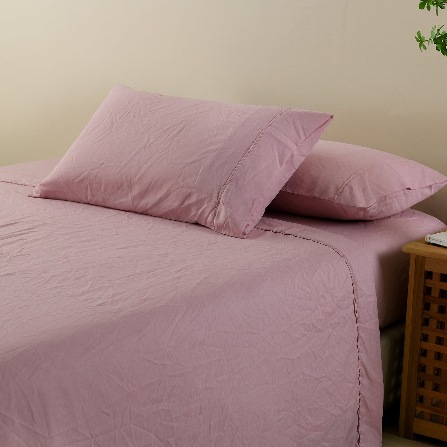 Royal Comfort Flax Linen Blend Sheet Set - King - Mauve
