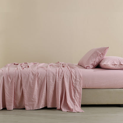 Royal Comfort Flax Linen Blend Sheet Set- King- Mauve