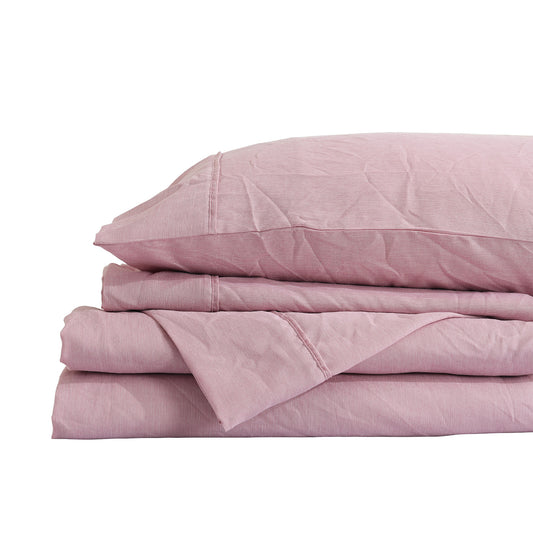 Royal Comfort Flax Linen Blend Sheet Set - King - Mauve