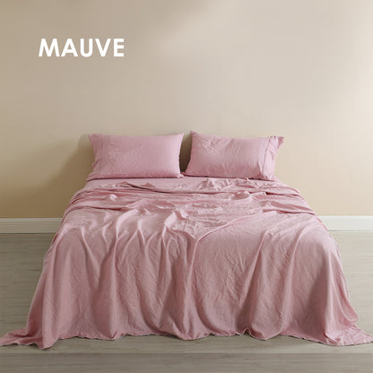 Royal Comfort Flax Linen Blend Sheet Set- King- Mauve