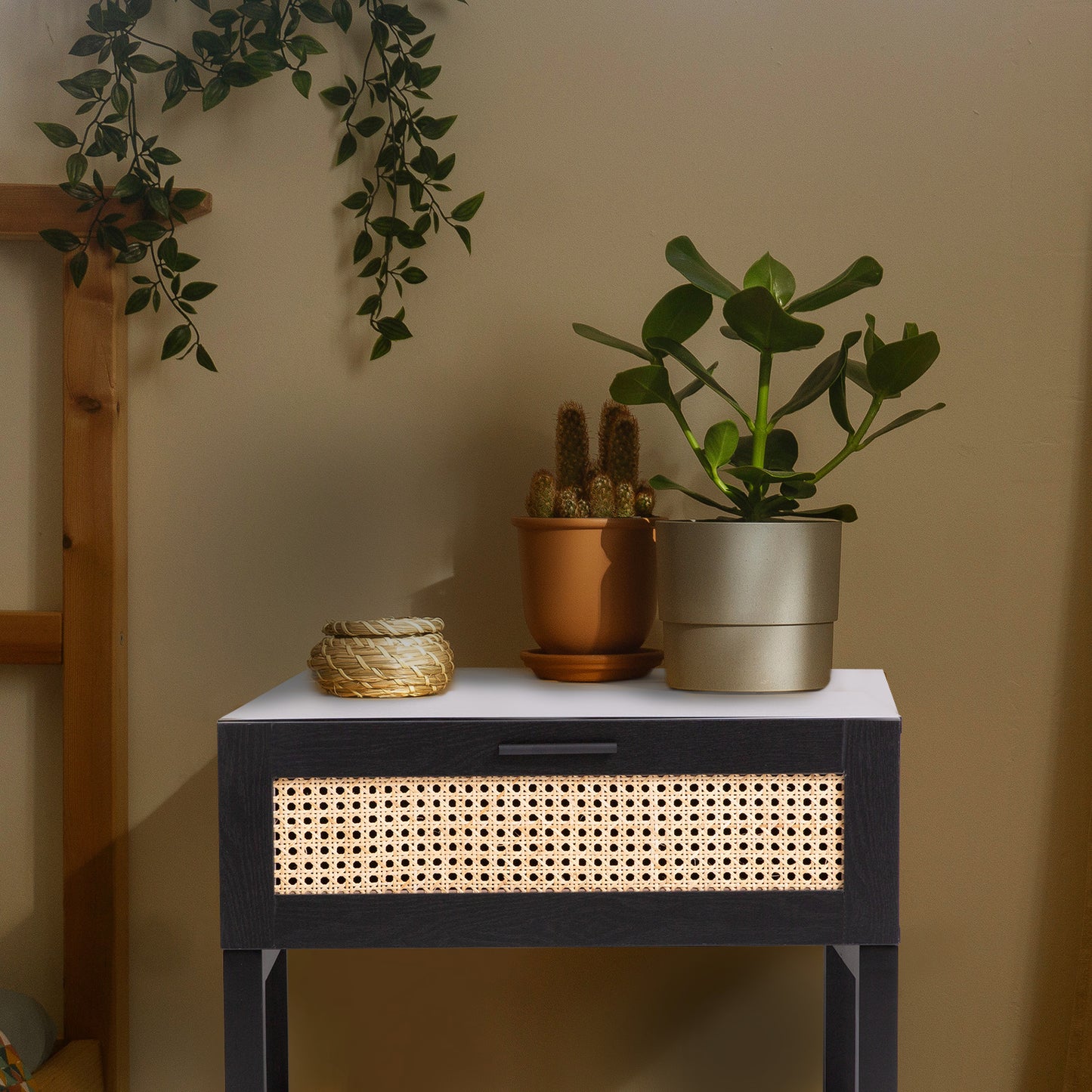 Casa Decor Rattan Minimal Bedside Table