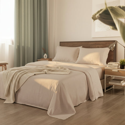 Royal Comfort Bamboo Blended Sheet & Pillowcases Set 1000TC- Queen- Warm Grey