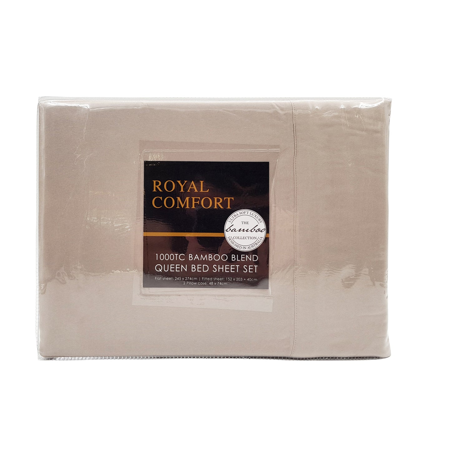 Royal Comfort Bamboo Blended Sheet & Pillowcases Set 1000TC - Queen - Warm Grey