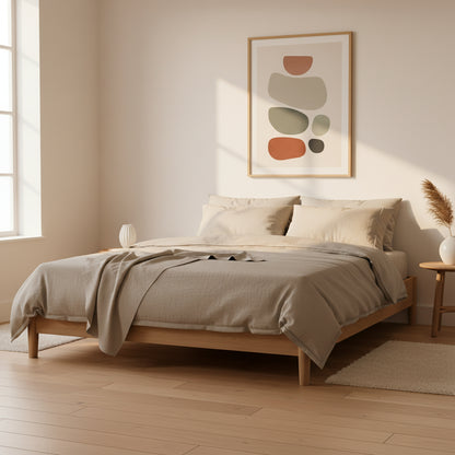 1000TC Bamboo Cotton Sheets Pillowcases Set Ultrasoft- Dove