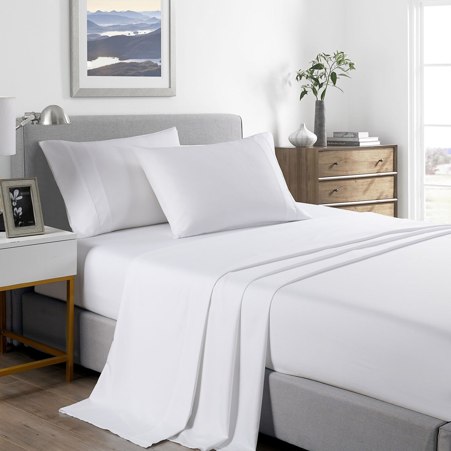 Royal Comfort 2000 Thread Count Bamboo Cooling Sheet Set - King - White