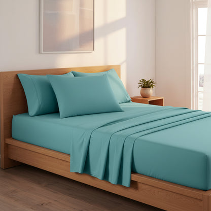 Royal Comfort 2000 Thread Count Bamboo Cooling Sheet Set- Aqua