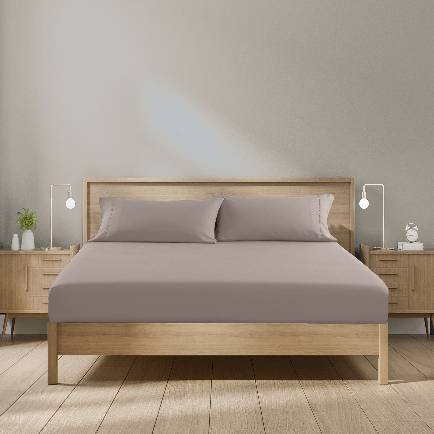 Royal Comfort 1500 Thread Count Cotton Rich Sheet Set 3 Piece - Double - Stone