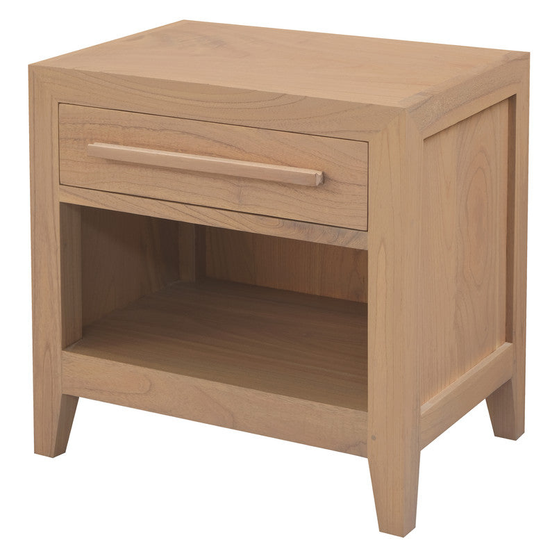 Dion 1-Drawer Solid Minimal Bedside Table - Natural