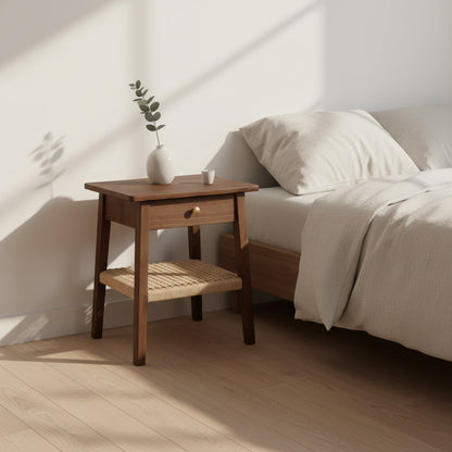 Kelly 1-Drawer Minimal Bedside Table - Walnut