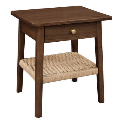 Kelly 1-Drawer Minimal Bedside Table - Walnut