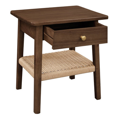 Kelly 1-Drawer Minimal Bedside Table - Walnut