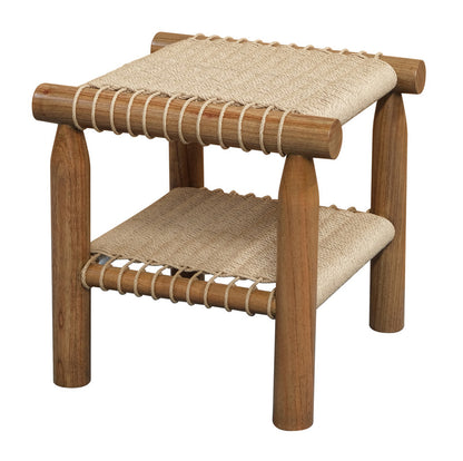 Kelly Handwoven Rattan Lamp Table- Almond