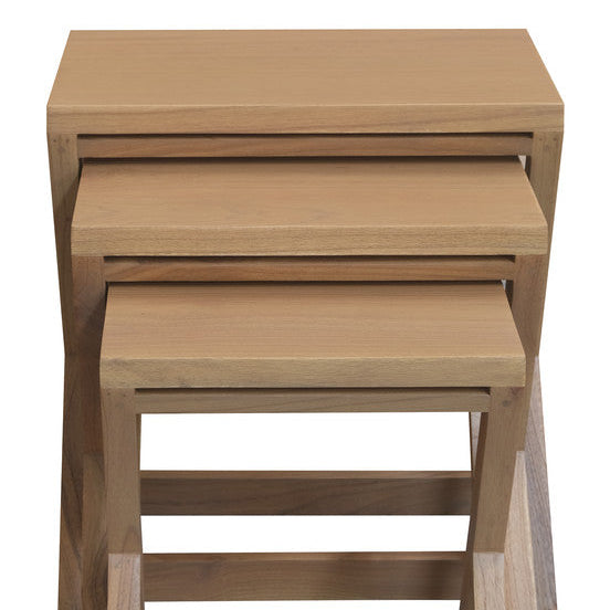 Manhattan Solid Mindi Timber Nest of Tables - Set of 3 (Natural)