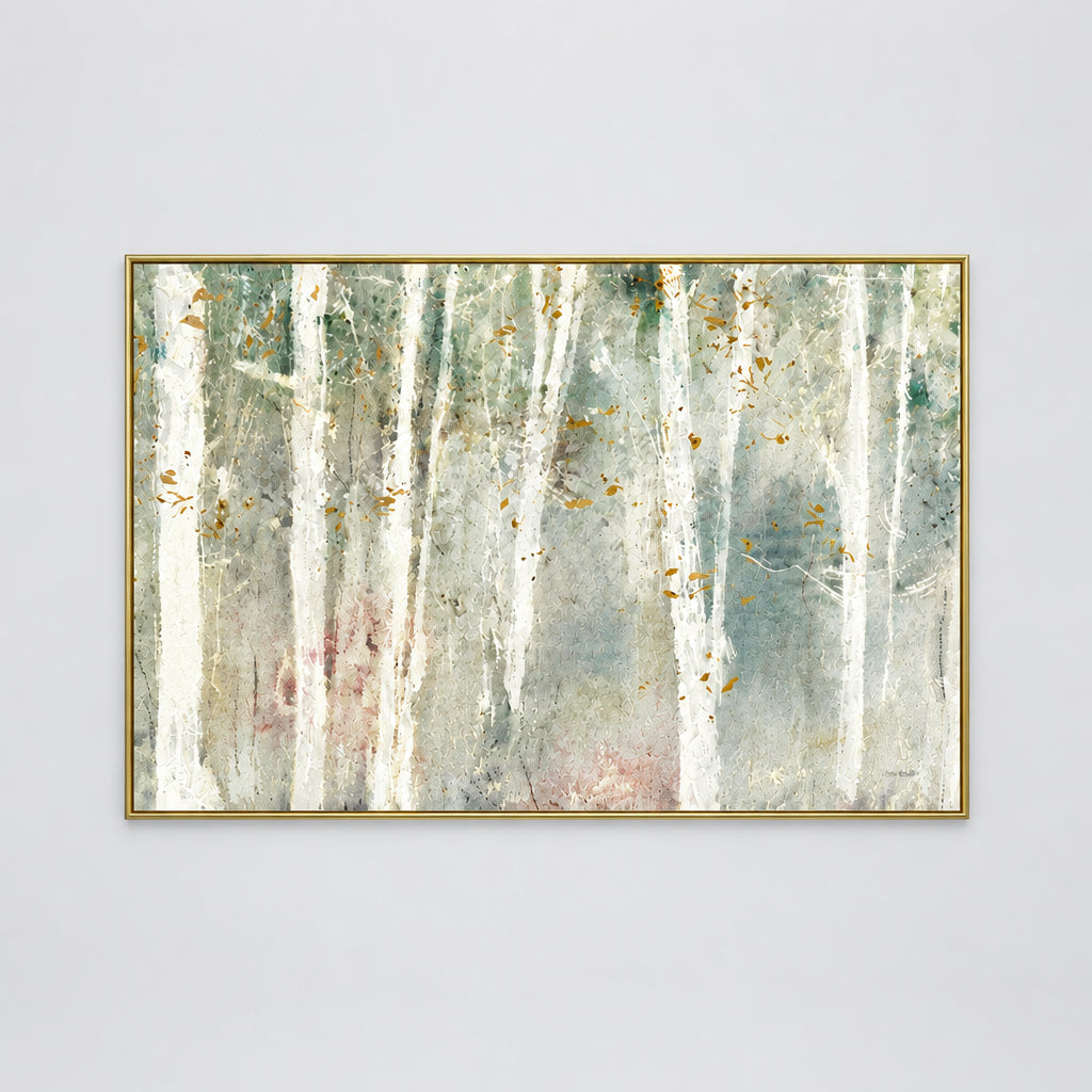 Forest Landscape Framed Canvas Wall Art – Gold Frame 70 × 100cm