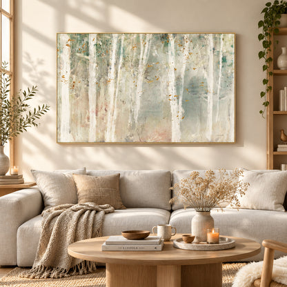 Forest Landscape Framed Canvas Wall Art – Gold Frame 70 × 100cm