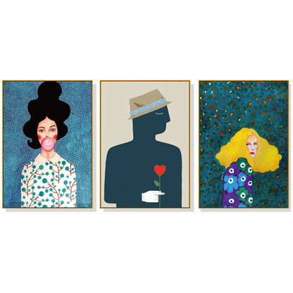 Modern Figure 3 Sets Gold Frame Canvas