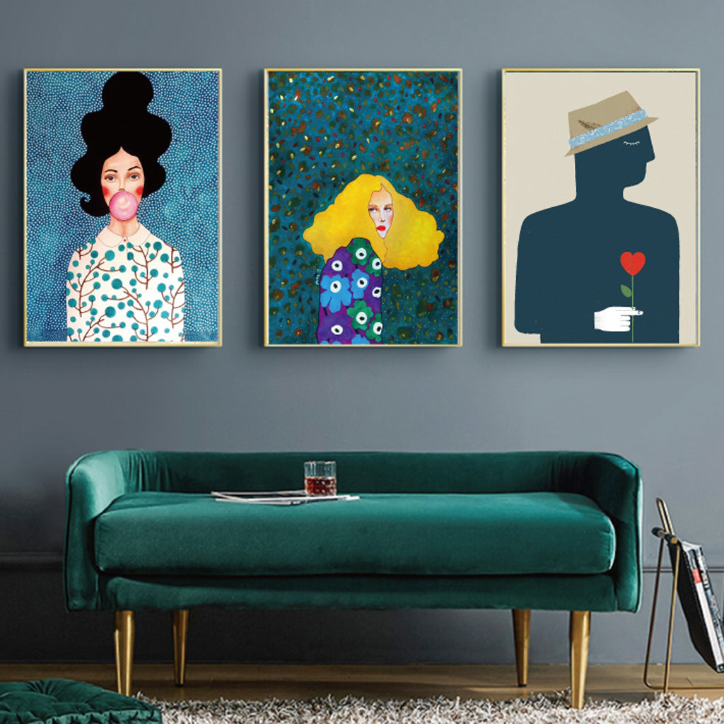 Modern Figure 3 Sets Gold Frame Canvas