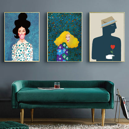 Modern Figure 3 Sets Gold Frame Canvas
