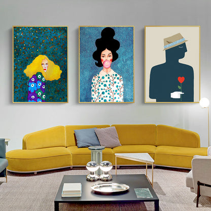 Modern Figure 3 Sets Gold Frame Canvas