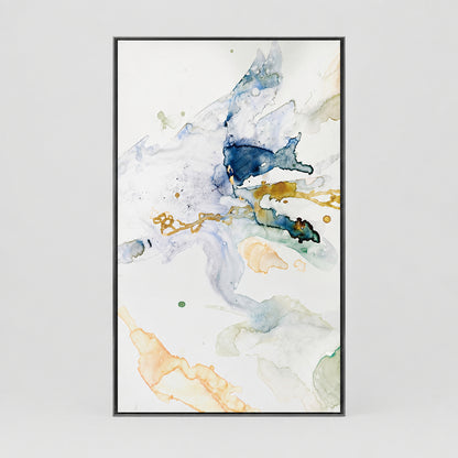 Abstract Watercolour Framed Canvas Wall Art – Black Frame 40 × 80cm