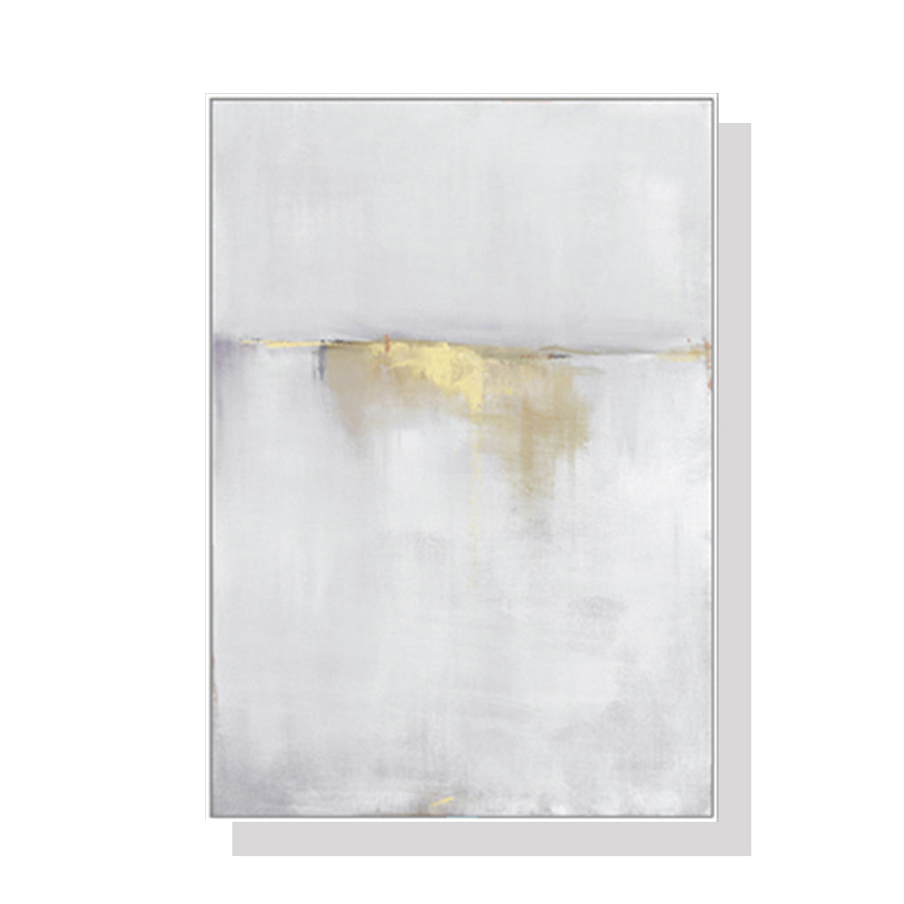Abstract gold white single II White Frame Canvas