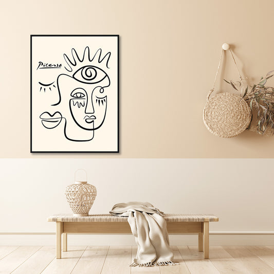 Line Art By Pablo Picasso - Black Frame Canvas