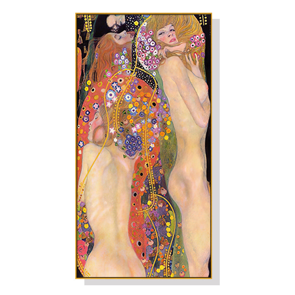 Water Serpents By Gustav Klimt Gold Frame Canvas