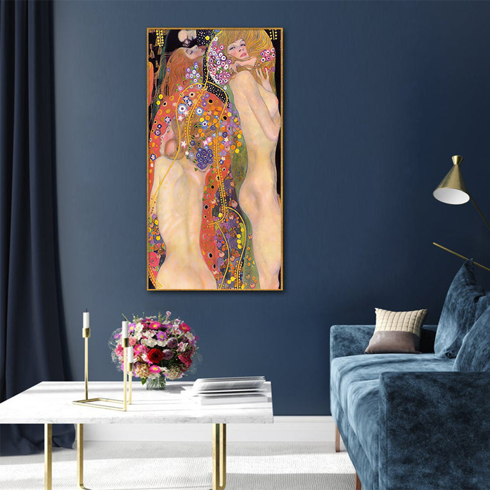 Water Serpents By Gustav Klimt Gold Frame Canvas