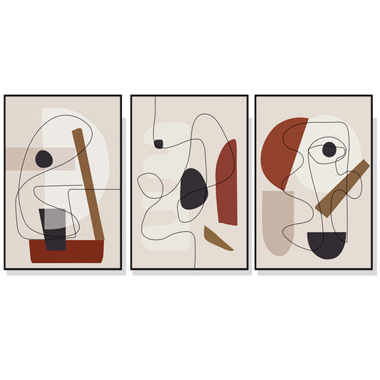 Abstract Line Art By Picasso 3 Sets Black Frame Canvas
