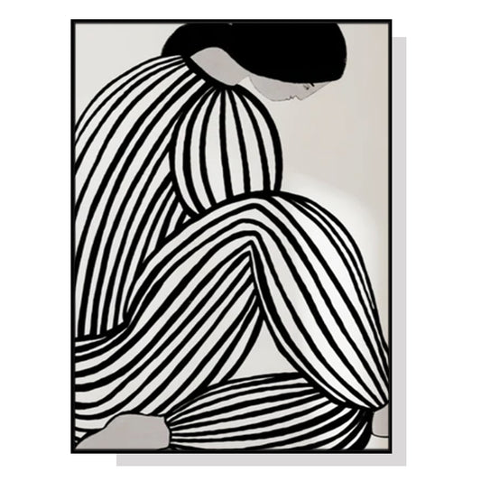 Mid Century Figure Black Frame Canvas