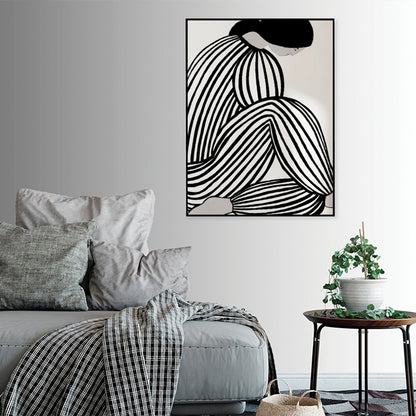 Mid Century Figure Black Frame Canvas