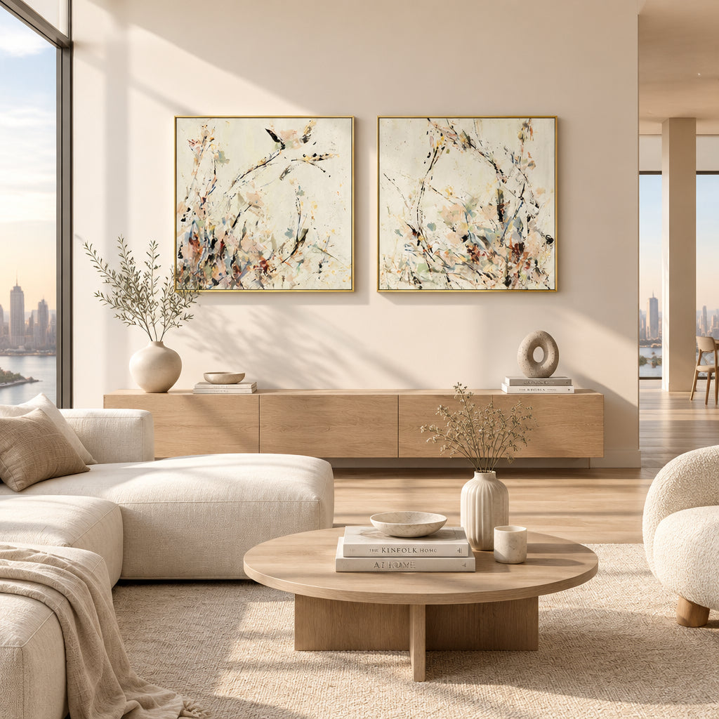 Wall Art 40cmx40cm Afternoon Walk 2 Sets Gold Frame Canvas