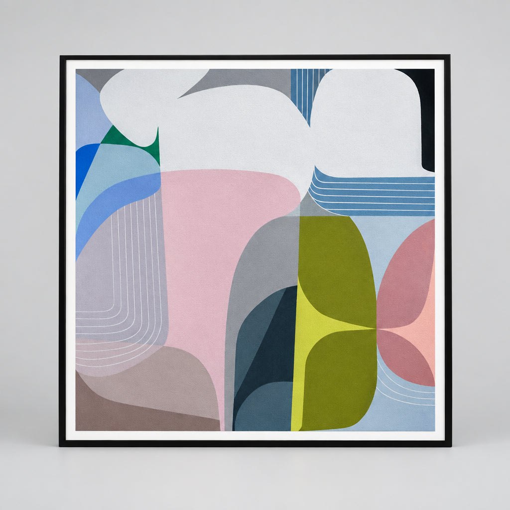 Skyways Framed Canvas Wall Art – Black Frame 90 × 90cm