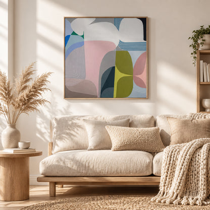 Skyways Framed Canvas Wall Art – Black Frame 90 × 90cm