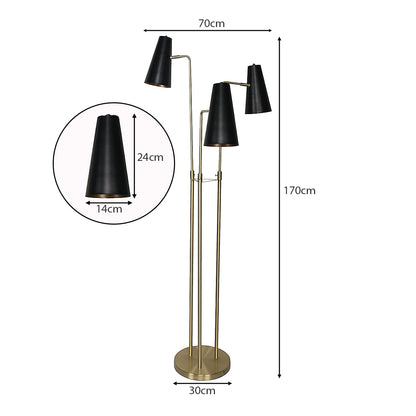 Sarantino Three Metal Shade Modern Floor Lamp